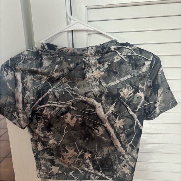 SHEIN EZwear Vintage Retro Street Camo Tight Cropped Tshirt XS - Picture 4 of 4